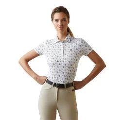 Motif SS Polo Shirt - White Tack Ditsy -Horse Riding Equipment AR 10043436 3
