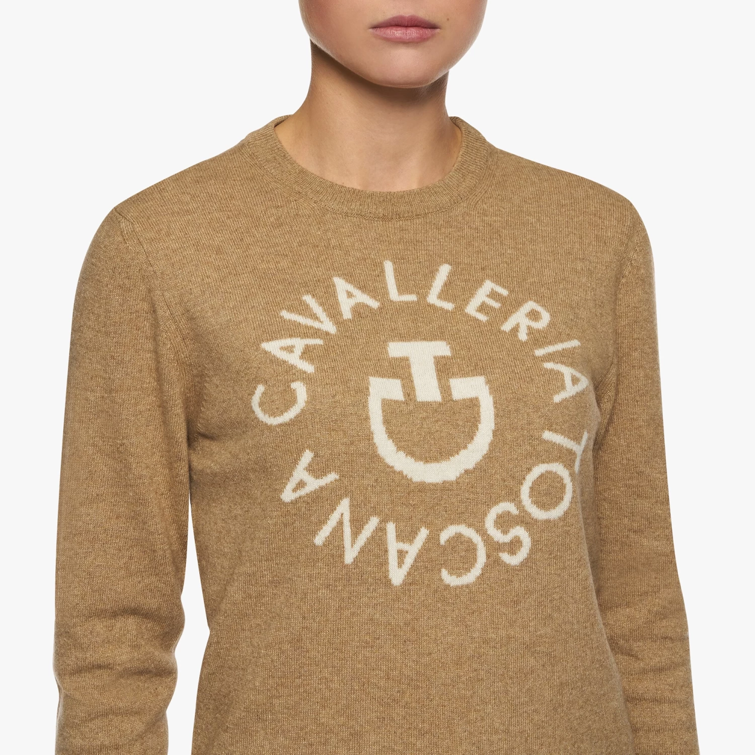 Cashmere Blend Crew Neck - Beige 2 Cashmere Blend Crew Neck - Beige - Image 2