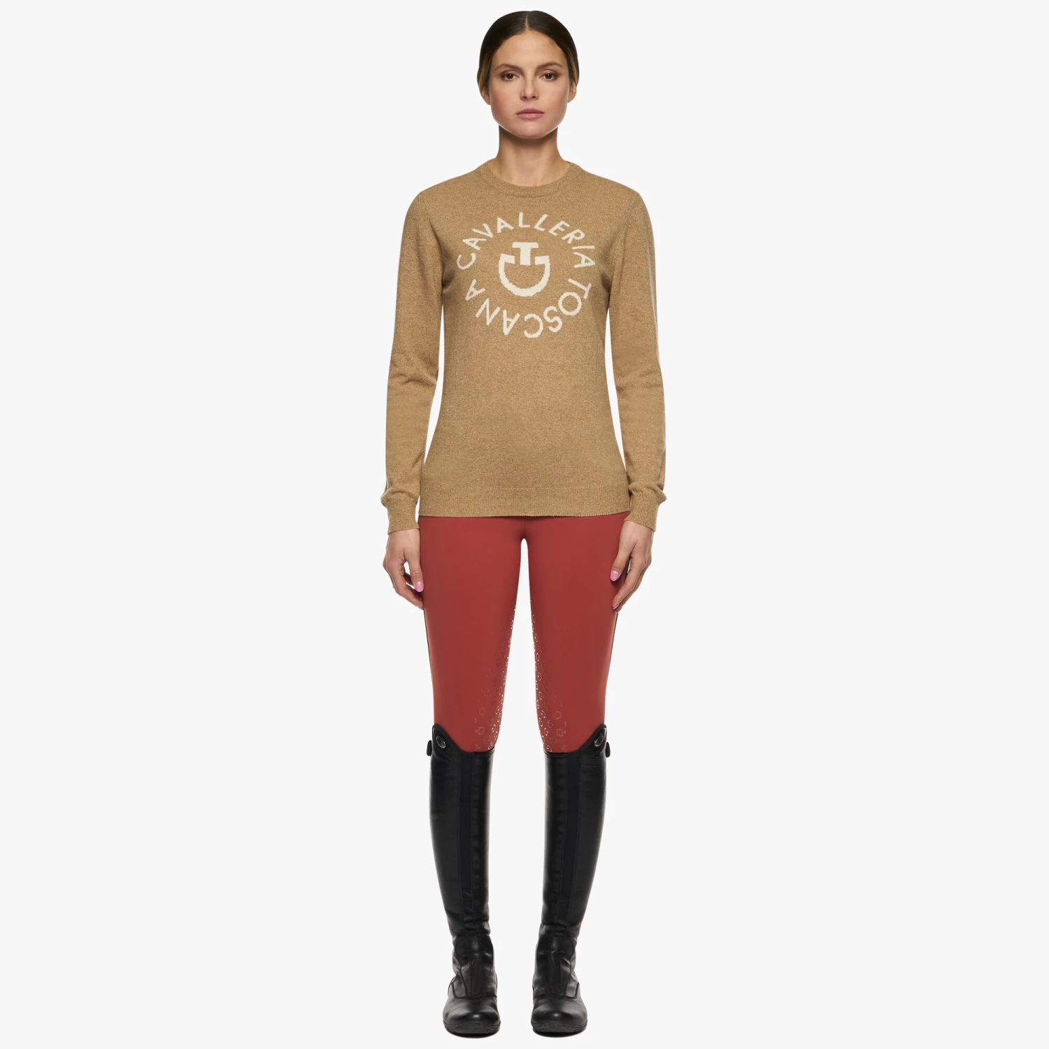 Cashmere Blend Crew Neck - Beige 1 Cashmere Blend Crew Neck - Beige