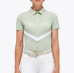 Perforated Jersey Zip Polo - Light Green
