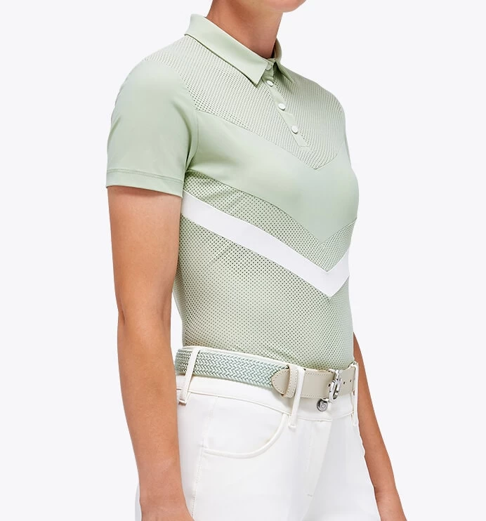 Perforated Jersey Zip Polo - Light Green 2 Perforated Jersey Zip Polo - Light Green - Image 2