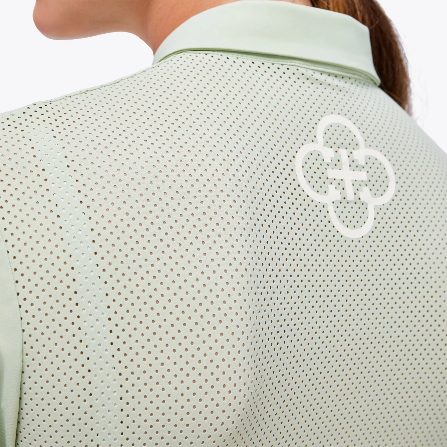 Perforated Jersey Zip Polo - Light Green 4 Perforated Jersey Zip Polo - Light Green - Image 4