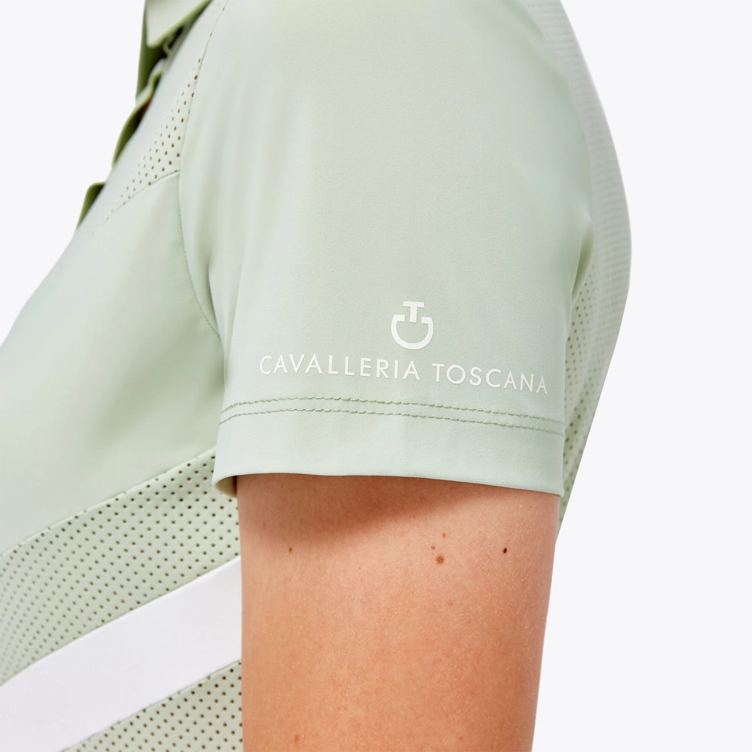 Perforated Jersey Zip Polo - Light Green 3 Perforated Jersey Zip Polo - Light Green - Image 3
