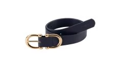 Faux Leather Belt - Navy/Gold