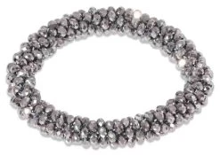 Shiny Beads Scrunchie - Silver