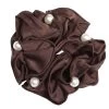 Satin Pearl Scrunchie - Brown