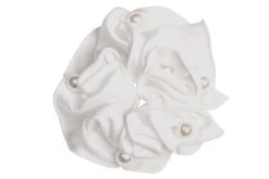 Satin Pearl Scrunchie - White