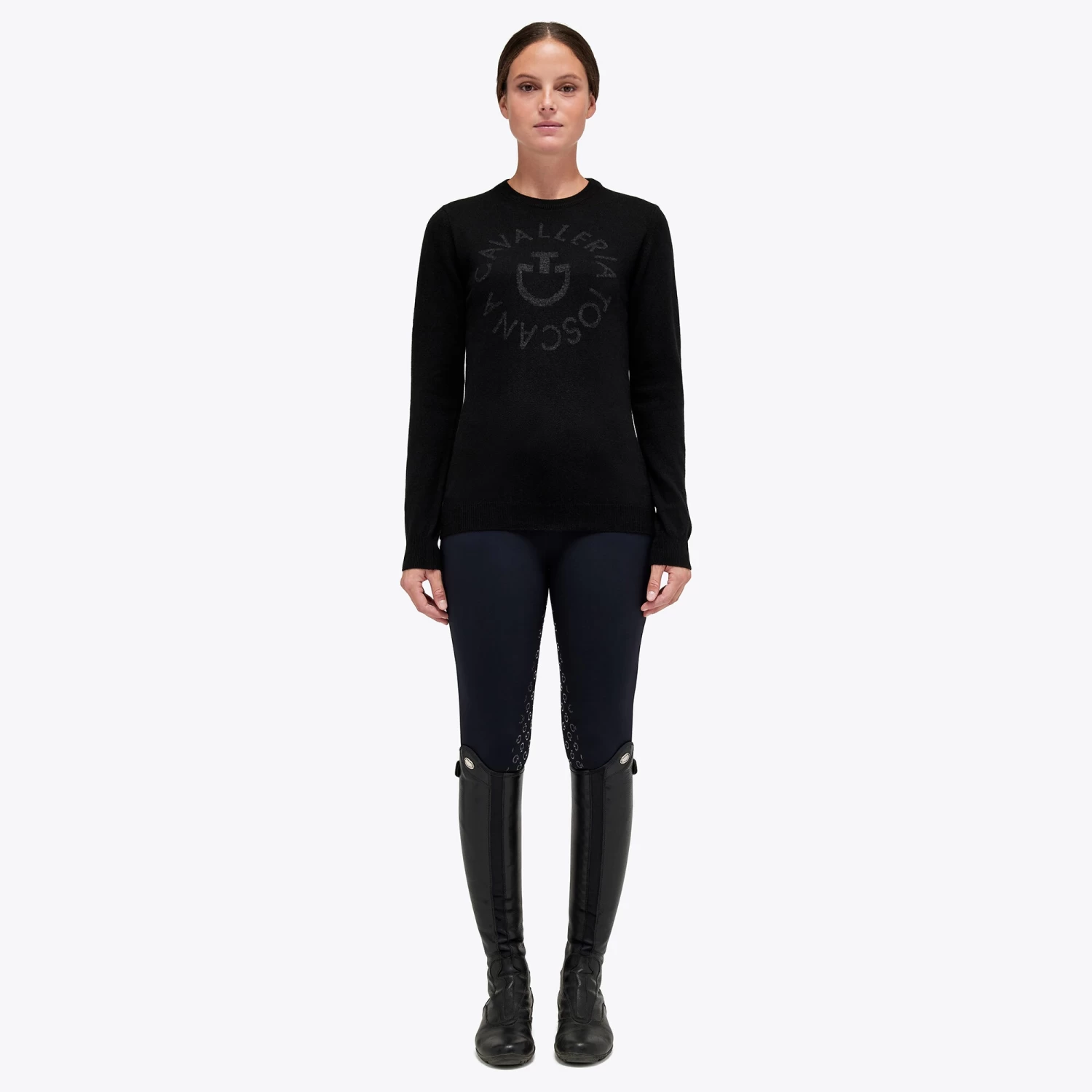 Cashmere Blend Crew Neck - Black 1 Cashmere Blend Crew Neck - Black