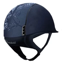 Alcantara Flower Swarovski DC - Navy -Horse Riding Equipment UT 30042 navy bak ny